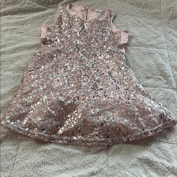 GirlsGlittering Pink Sequin  Dress - Picture 1 of 9